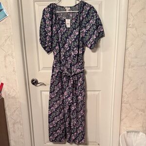 J. Crew Navy Floral Midi Dress
